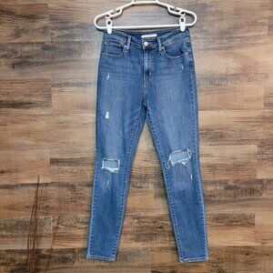 Levi's Jeans Size 28 High Rise Skinny Ripped Medium Dark Wash Stretch Western